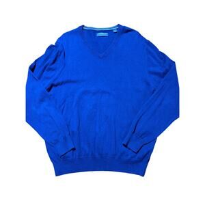 John Bartlett Consensus Mens L Navy Blue Knit V-Neck Long Sleeve Sweater